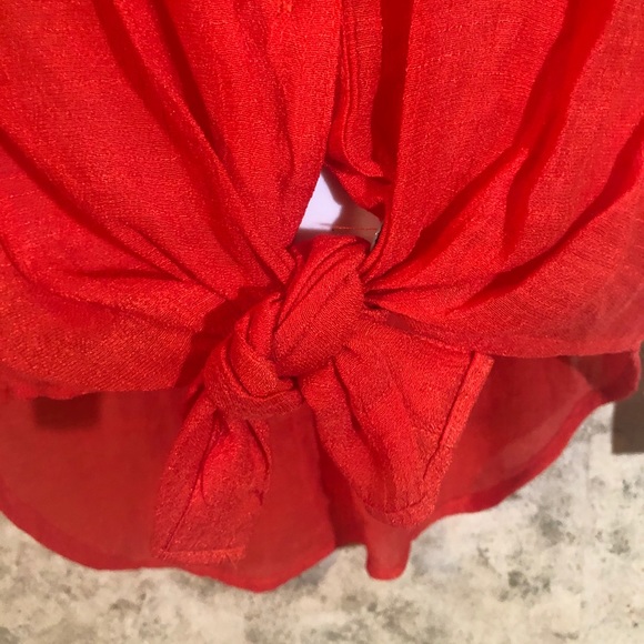 Zac & Rachel Petite Poppy Red Tie-Front Blouse - Picture 4 of 13